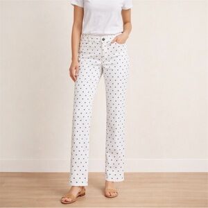 Lulu Love Polka Dot Pants White Navy Size 8 Slim Straight Leg
